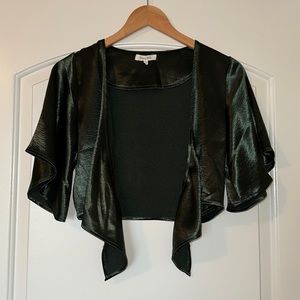 Satin green crop top with front tie